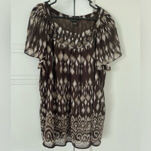 Nue Options Gorgeous Brown Blouse Top Size 1X